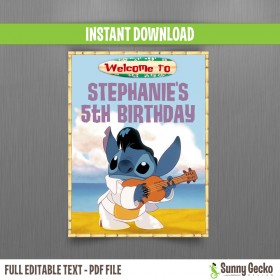 Lilo and Stitch Happy Birthday Welcome Sign